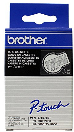 Brother TC195 Schriftbandkassette farblos weiß 9mm x 7,7m laminiert für P-touch 8e series