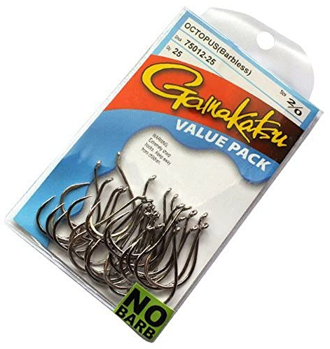 Gamakatsu Unisex-Erwachsene Octopus Haken ohne Widerhaken Oktopus Fischhaken, NS Schwarz, 25 Pcs-1
