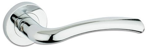 ZPZ010CP - Assisi Round Rose Lever Door Handles - Zoo Hardware Collection - Screw On Rose - Polished Chrome