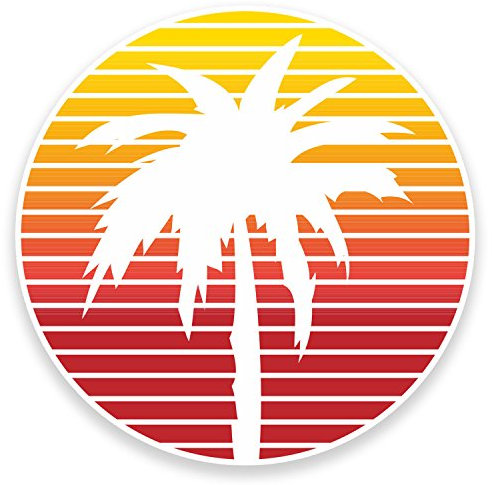 2 x 10cm Palm Tree Vinyl Sticker Decal Laptop Car Bike Tablet Travel Surf #9013 (10cm Wide x 10cm High)