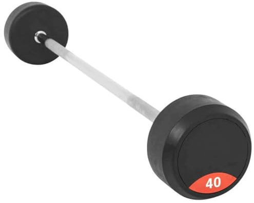 GORILLA SPORTS® Gummi Langhanteln - 10kg, 12,5kg, 15kg, 20kg, 25kg, 30kg, 35kg, 40kg, 45kg, 50kg Gewichte, mit/ohne Ablage, Stange verchromt und gerändelt - Rubber Barbells, Hantelset, Langhantel Set