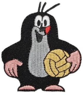 Der kleine Maulwurf - Pauli - 6,4 cm * 7 cm - BÜGELBILD mit Ball