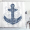 ABAKUHAUS Anker Duschvorhang, Doodle Marine-Motiv, Stoffliches Gewebe Badezimmerdekorationsset mit Haken, 175 x 200 cm, Blau und weiß