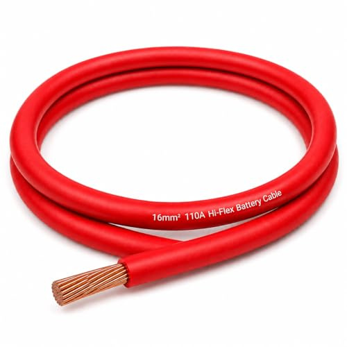 MKGT 110A Hi-Flex Battery Cable – 16mm2 5 Gauge Pure Copper Single Core PVC Welding Wire for 12V & 24V Automotive, Campervan, Solar, Inverter & Leisure Battery Systems (Red, 20 Meters)