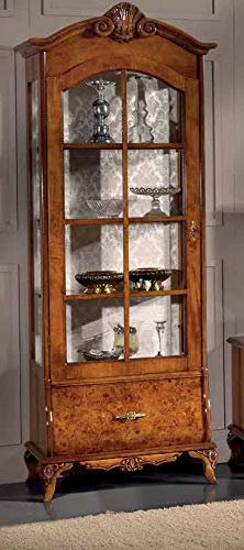 Dafne Italian Design Vitrine im klassischen Stil Nussbaum (cm. L. 80 - T. 44 - H. 210) (TVG)