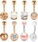 Incaton 8stk Bauchnabelpiercing Barbell 14 Gauge Edelstahl Rose Gold Piercing Schmuck Set