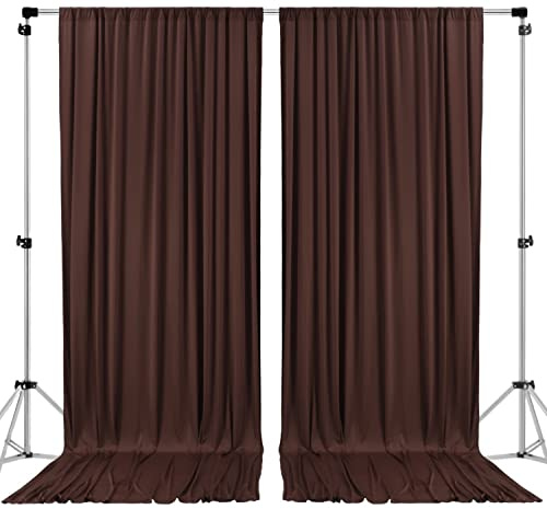AK TRADING CO. 10 feet x 10 feet Polyester Backdrop Drapes Curtains Panels with Rod Pockets - Wedding Ceremony Party Home Window Decorations - Brown