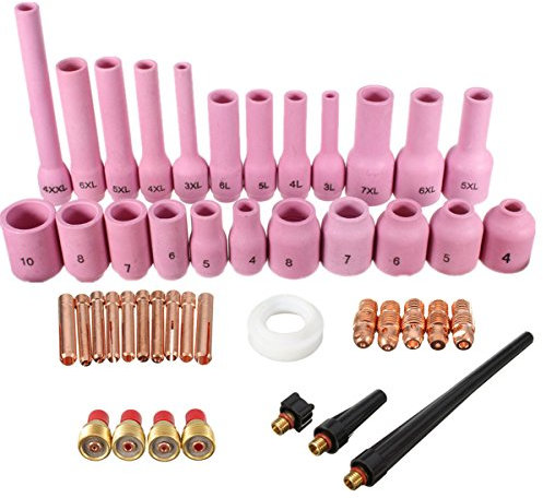 TuToy 46Pcs Tig Gas Lens Collet Körper Assorted Size Kit für Tig Schweißbrenner Sr Wp9 20