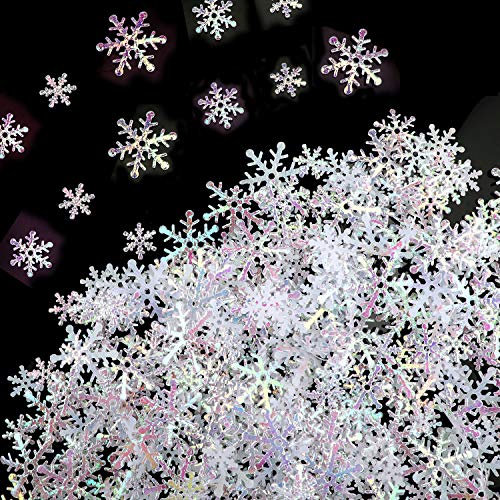 HOWAF 300 Stück Schneeflocken Konfetti Weiß Weihnachten Winter deko Schneeflocke Konfetti Weihnachten Tischdeko Streudeko für Weihnachts Winter Frozen Party Hochzeit Geburtstag Dekoration