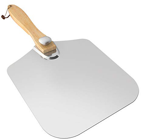 G.a HOMEFAVOR Pala per Pizza in Alluminio con Manico in Legno Smontabile, Pala Pizza, 30.5 cm x 35.5 cm, Manico Rimovibile in legno lungo 60 cm