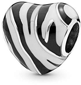 LIZHENG Fit Original Pandora Armband Charm 925 Sterling Silber Zebra Gestreifte Perlen Perlen DIY Schmuckherstellung