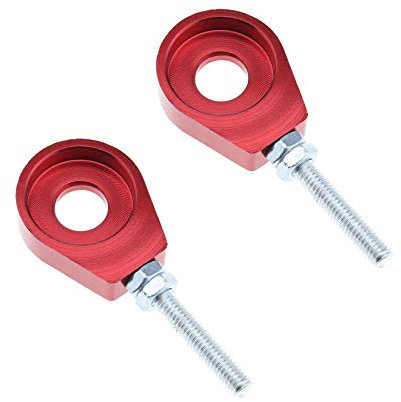 YINETTECH 1 paire de tendeurs de chaîne rouges M6 de 15 mm de diamètre intérieur CNC pour moto tout-terrain 110 cc 125 cc XR CRF 50 70