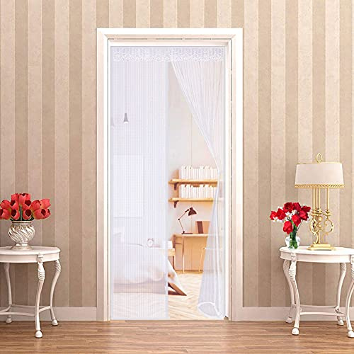 Porte Moustiquaire Magnétique 140 x 210 cm, Auto-Adhésif En Maille Rideau Aimantée Anti Moustique,Moustiquaire À Fenêtre À Fermeture Éclair Facile À Installer, Convient À Toutes Les Tailles - Blanc