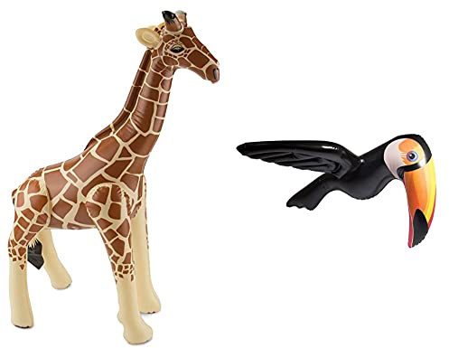 Folat 20272 Aufblasbare Giraffe Gelb, keine, Einheitsgröße & 20727 Aufblasbarer Tukan Mehrfarbig, Schwarz