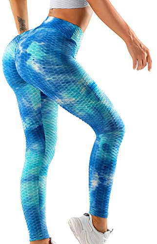 Oielai Tik Tok Damen Sport Leggings, High Waist Push Up Boom Booty Leggings mit Bauchkontrolle, Lange Sporthose Fitnesshose Yoga Leggings für Damen Mädchen, Grün, XL