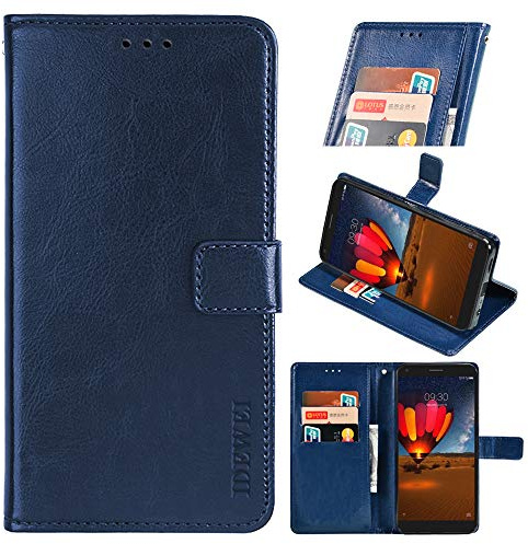 BELLA BEAR Coque Etui pour Wiko Power U10/U20 [Porte-Cartes] [Béquille] [Résistance aux Chutes] Étui Portefeuille en Cuir pour Wiko Power U10/U20 Coque(Bleu foncé)