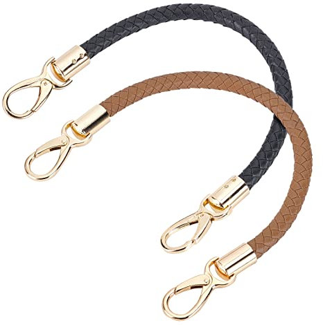 PandaHall 2 Strands Geflochtene Taschengriffe Schwarz/Peru Geldbörsenriemen Ersatz Kurzer Taschenriemen 41.5cm Kurzer Taschenriemen Mit Karabinerverschluss Für Achseltasche Umhängetasche Handtasche