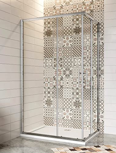 Aica Sanitär Duschkabine Eckeinstieg 90x70cm Duschabtrennung Schiebetür 6mm Nano Glas Dusche 195cm