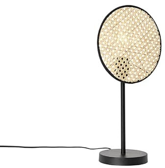 Qazqa - Orientalisch Country Tischlampe schwarz mit Rattan 25 cm - Kata I Wohnzimmer I Schlafzimmer - Rund - LED geeignet E27