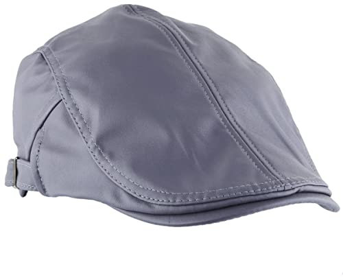 KYEYGWO PU Leder Schirmmütze für Herren, Gatsby Newsboy Flatcap Einstellbare Schiebermütze Freizeit Barette Cap Driving Cabbie Jagd Kappen Outdoor Zeitungskappe, Grau