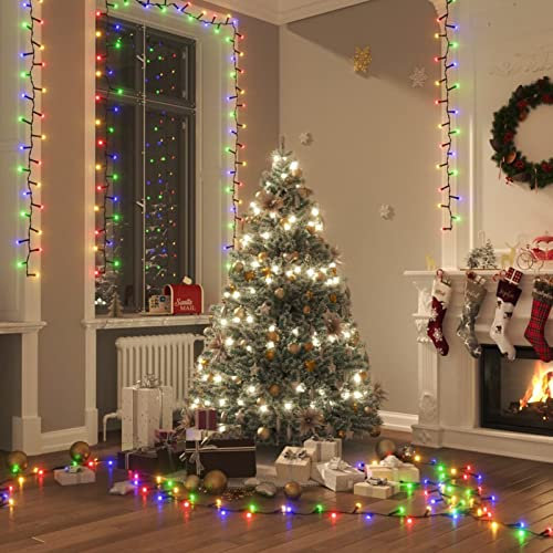 Tidyard LED Lichterkette mit 400 LEDs,Weihnachten Dekoration,Christbaumbeleuchtung Weihnachtsbaum Lichternetz Baumvorhang Weihnachtsdeko Weihnachtsbaumbeleuchtung, Mehrfarbig 4 m PVC