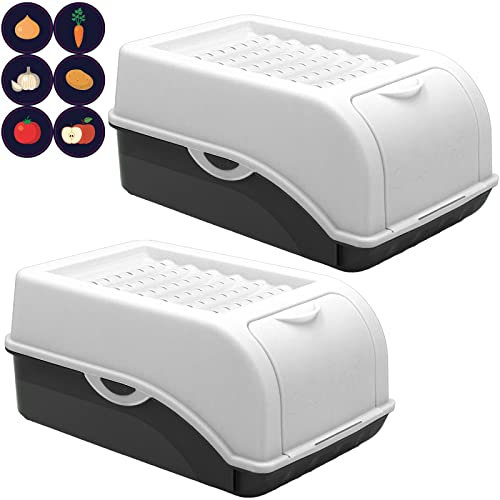 ARTECSIS Boîte Pomme de Terre I Lot de 2 Boîtes de 3,5 Litres pour Rangement et Conservation Pommes de Terre, Oignons, Ail + 6 Stickers Fruit/Légume
