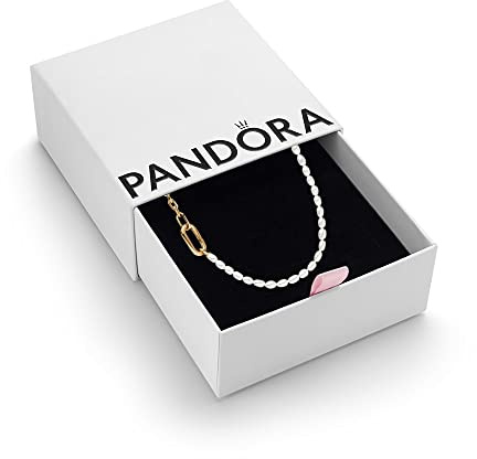 PANDORA ME 14K Gold-Plated Slim Link Necklace | 14k Gold-Plated Slim Link Chain Necklace with Freshwater Cultured Pearls & Two Openable Styling Connectors