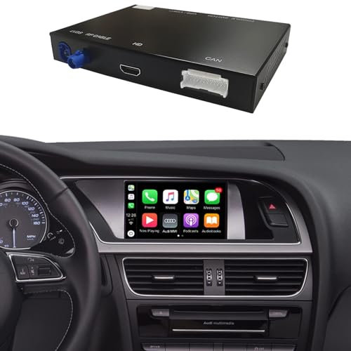 Ninetom Wireless CarPlay Android Auto Nachrüstsatz für 2009–2017 Audi A4 A5 Q5 S4 S5 mit 3G MMI, Carplay-Modul-Empfängerbox, unterstützt Navigation, Karten, Musik, Mirrorlink, Kamera, Siri, YouTube