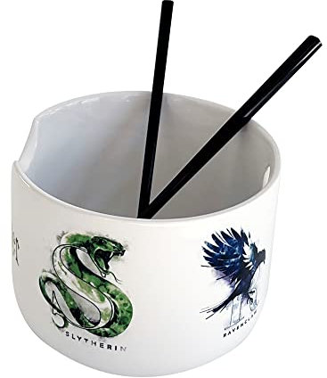 Harry Potter Ramen Schüssel und Essstäbchen, Hauswappen, Slytherin Hufflepuff Ravenclaw, offizielles Lizenzprodukt