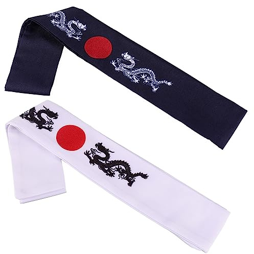 2st Japanisches Kostümzubehör Japanische Partydekorationen Sport-stirnband Cosplay Japanisches Stirnband Karate-stirnband Samurai-stirnband Fräulein Sushi Kochen Baumwolle