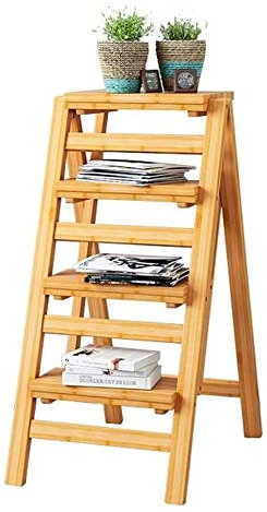 ZAANU Holzhocker, stabile Holzleiter, multifunktionale Holzleiter, Stuhl, verdickter Bibliotheks-Treppenstuhl, tragbare Lichtleiter, Garten-Werkzeugleiter, Loft-Küche