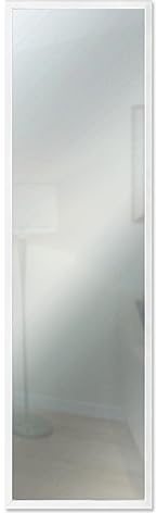 Lupia Specchio da parete moderno 34x114 cm Mirror OPTICAL Bianco, con cornice bianca sottile in legno, design lungo, specchiera per camera da letto, soggiorno, ingresso, verticale