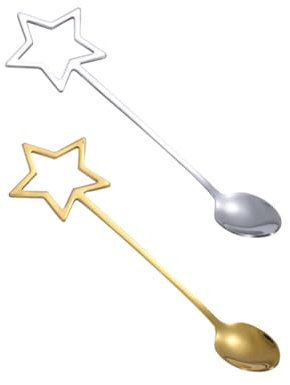 BESTonZON 2pcs Spoon Mixing Small Stick Mixer Ladle Watermelon Scoop Soup Measuring Espresso Spatula Metal Serving Cookware Rice Salad Scoop Food Bottle Tongs Stainless Steel Vintage Tool