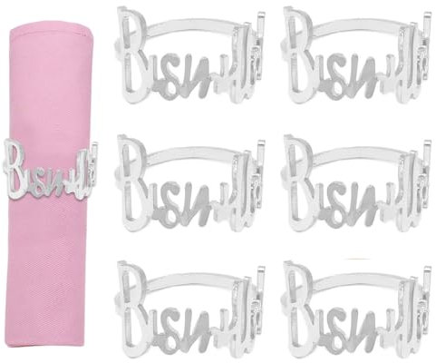 Serviettenringe,6 Stück Bismillah Brief Metall Serviettenring Set, Alphabet Serviette Schnallen Halter Serviette Ringe für Hochzeit Party Ramadan Bankett Tischdekoration