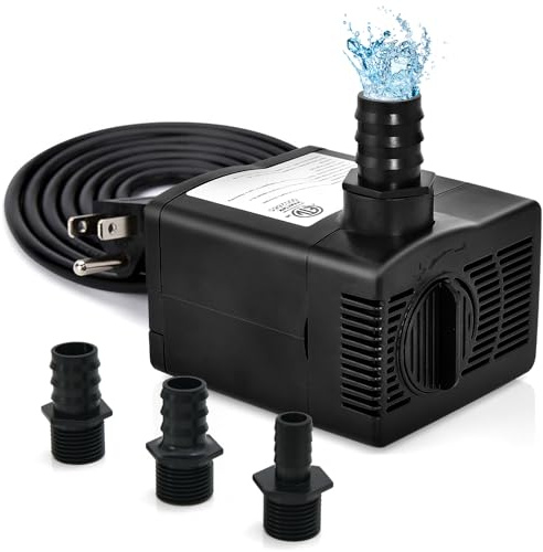 COSTWAY Aquarium Pumpe 30 W, Mini Wasserpumpe 1450 L/H mit 2,5 m hohem Hub & 1,83 m Netzkabel & 3 Düsen, Katzenbrunnen Pumpe Trinkbrunnen für Aquarien, Hydrokultur, Teich, Brunnen (30 W - 1450 L/H)