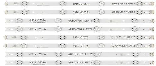 OVARIA Tira de LED for iluminación Trasera Compatible con TV de 49 , 49 V16.5 49UH6109-ZB 49UH610A-UJ 49UH610T-DJ 49UH610T-TB 49UH610V-ZB 49UH6110-SF 49LJ58300W retroiluminación del televisor