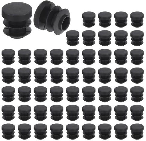 QUARKZMAN 56 Pcs Bouchon en Plastique Rond, Bouchons d'Extrémité de Tube Noirs, 16mm(0.63 Pouce) pour Pieds de Meubles, Protection de Glissement pour Chaise, Canapé, Table, Étagère