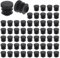 QUARKZMAN 56 Pcs Bouchon en Plastique Rond, Bouchons d'Extrémité de Tube Noirs, 16mm(0.63 Pouce) pour Pieds de Meubles, Protection de Glissement pour Chaise, Canapé, Table, Étagère