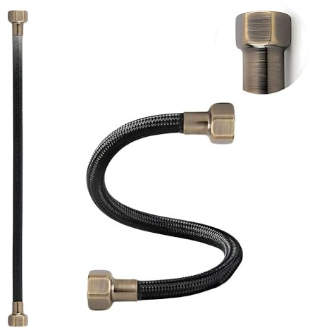 LAXARA DVGW Premium farbiger Flexschlauch schwarz und weiß 3/8 Zoll bis 1/2 Zoll ÜM beidseitig in auswählbaren Stilen (3/8 Zoll Schwarz | Antikes Bronze, 30 cm)