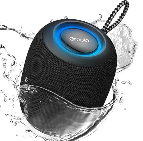 oraolo Cassa Bluetooth Portatile, 15W Cassa Bluetooth Potente da Doccia Impermeabile IPX7, Altoparlante Bluetooth 5.3, Extra Bassi Attivi, Chiamata Vivavoce per Casa, Esterno, Doccia