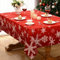 Alishomtll Weihnachten Rot Tischdecke, Schneeflocke Gradient Rechteckige Tischdecken, Wasserabweisend Abwaschbar Tischtuch, Winter Party Festliche Deko Tischwäsche 140x240 cm