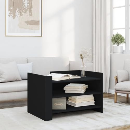 Baziroo Couchtisch 80x50x50 cm Wohnzimmermöbel Telefontisch Kaffeetisch Satztisch Beistelltisch Wohnzimmertisch Großer Tisch Wartebereich Tisch Konsolentisch Holzwerkstoff Schwarz