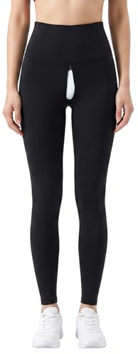 Damen Crotchless Leggings Ouvert Reißverschluss im Schritt Offener Schritt | High Waist,Open Crotch Leggings, Zipper Crotch, Lederleggings mit Loch