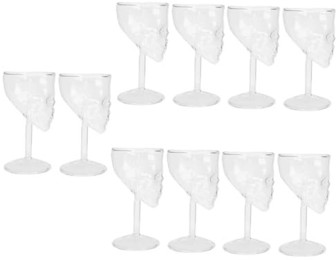 Garneck 10 Pièces Verre à Vin D'halloween Distributeur De Cocktails Fournitures D'halloween Tasses D'halloween Verres à Vin D'halloween Verres à Vin Sans Pied Verrerie Squelette Un Verre