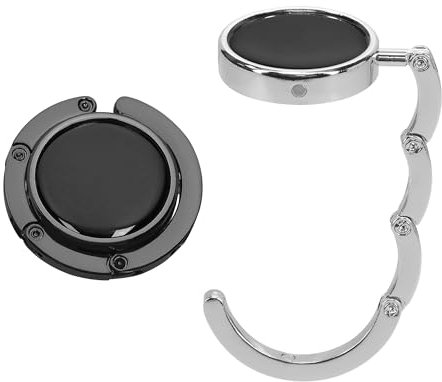 kwmobile Taschenhalter für Tisch - 2X Faltbare Antirutsch Handtaschenhalter Tisch Haken - Taschen Aufhänger - Geschenkidee Gadgets für Frauen - Taschenhaken Set in Schwarz matt Silber