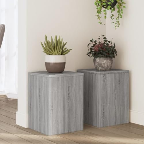 Tidyard Supports pour Plantes 2 pcs Sonoma Gris Bois d'ingénierie, Étagère à Fleurs, Porte Pot de Plantes, Support de Plante pour Intérieur et Extérieur, Salon, Terrasse, Balcon Style D