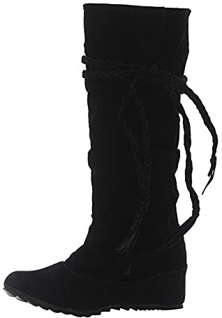 Generico Scarpe Dottor Donna Stivali Gambale Largo 45 Cm Stivali da Donna Rotondi con Punta Interna in Stivali Alti con Rialzo Stivali Taglie Forti Stivali da Stivaletti Pelle Donna (Black, 36)
