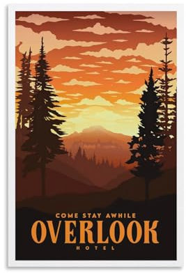 Overlook Hotel, inspiriert vom glänzenden Horror-Film-Poster für Zimmer, ästhetische Leinwand, Wandkunst, Schlafzimmerdekoration, 50 x 75 cm
