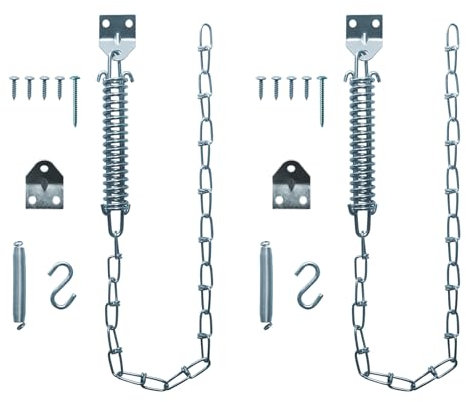 Fliegengitter-Türkette und Feder, Türstopper-Kette zum Schutz von Türen, winddichte Ketten zum Schutz von Fenstern (2er-Pack)