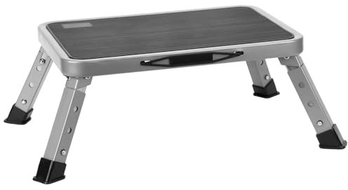QWORK® Scaletta Pieghevole, 1 Gradini Scaletta, Scaletta Regolabile in Altezza, Sgabello con Piattaforma Antiscivolo, per Campeggio, Casa